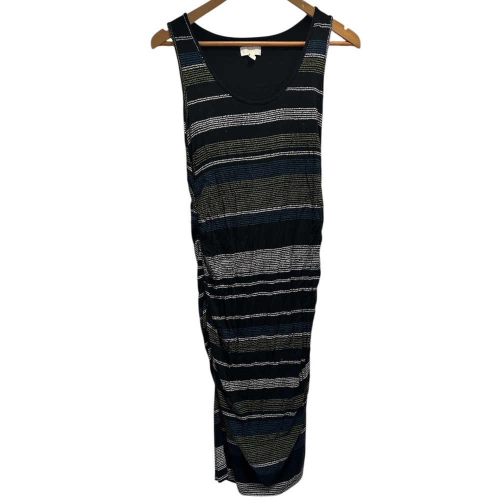 a:glow Striped Midi maternity Dress - Black and Green size medium M